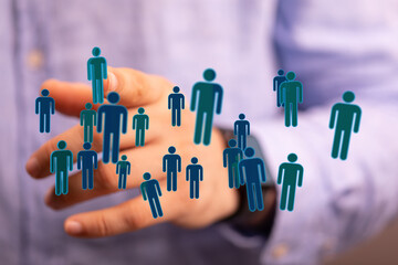 Digitally rendered figures suggesting team, community, global network, collaboration, success and people.