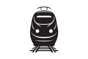 Electric train head silhouette with white background