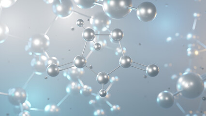 thiazolidinedione molecular structure, 3d model molecule, antidiabetic structural chemical formula view from a microscope