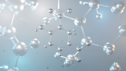 dinitrophenol molecular structure, 3d model molecule, nitro derivatives of phenol structural chemical formula view from a microscope