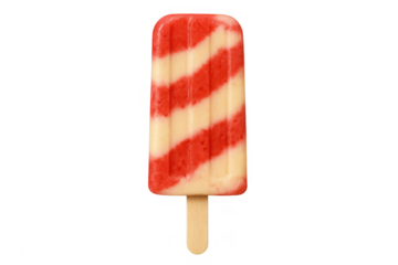 Striped strawberry vanilla popsicle refreshing summer dessert opaque background
