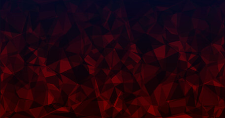 Obraz premium Abstract dark red low poly background composed of faceted triangular shapes with deep shadows and subtle gradients. The geometric polygon texture creates a dramatic, moody, and modern visual ideal for