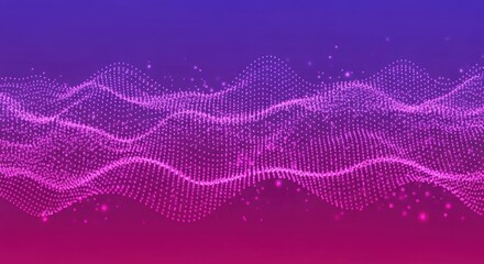 Vibrant digital sound wave visualization with glowing particles, perfect for futuristic music, technology, or data themes.