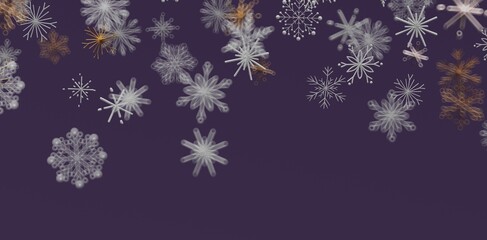 Abstract snowflake pattern on a purple background. Suitable for winter designs, holiday greetings, and seasonal themes. Perfect for c