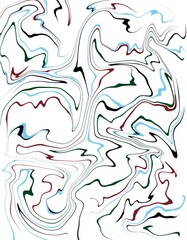Multicolor abstract swirl pattern on a white background.
