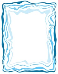 Blue wavy frame on a white background for greeting cards or templates.
