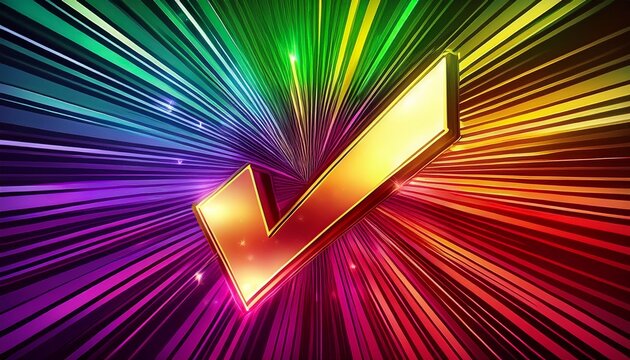sparkling starburst with check mark on multicolored backdrop star excellent