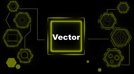 Futuristic neon network connecting digital icons brain laptop search wifi chat gears technology concept - Powered by Adobe