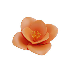 Orange Magnolia Flower Render Isolated on Transparent Background