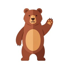 Fototapeta premium Friendly cartoon bear waving hello with a cheerful expression