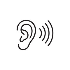 Ear Icon Symbolizing Hearing Sound Wave Communication Sense Awareness Vector Illustration Flat Design