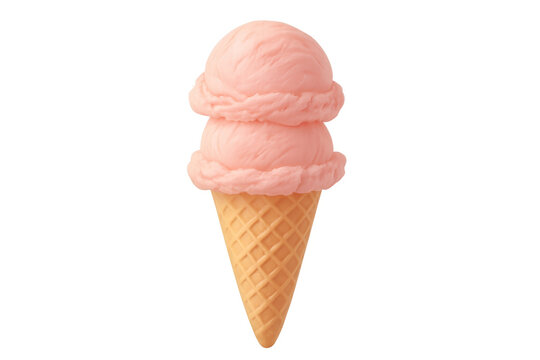Pink ice cream scoops stacking on sugar cone - Powered by Adobe