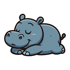 Hippo sleeping cartoon hippopotamus illustrations
