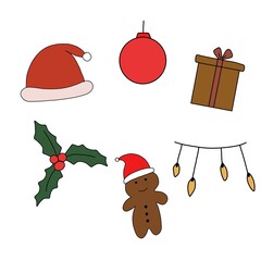 set of christmas elements