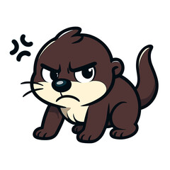 Angry cartoon ferret with a moody expression