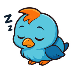 Blue bird peacefully sleeping cartoon image