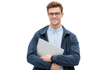 handsome businessman with laptop isolated on white cyberspace, notebook, laptop, businessman, people, computer, business