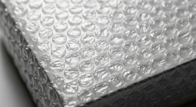 Protective bubble wrap cushioning delicate items for secure shipping and safe transport, offering essential shock absorption and surface protection.