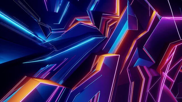 ultra HD 4k futuristic animation designed bold shapes glowing gradients creating dynamic abstract background suitable science fiction visuals gaming intros cutting edge digital design themes