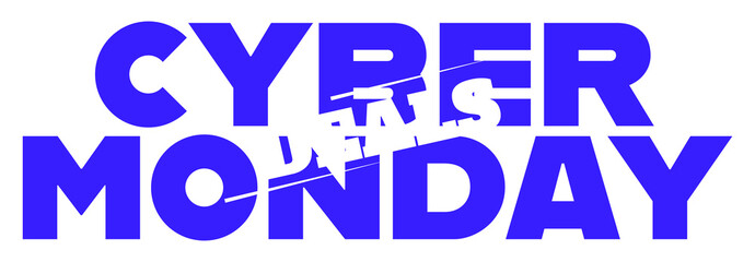 Blue white cyber monday deals text design element