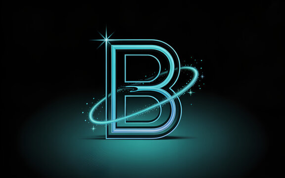 Neon B word on abstract background