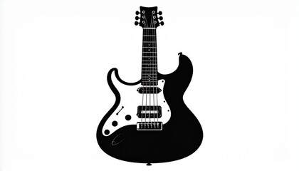 Obraz premium Electric Guitar Silhouette Vector – Sharp Rock Music Icon for Logos, Posters, Band Art, and Creative Graphic Design