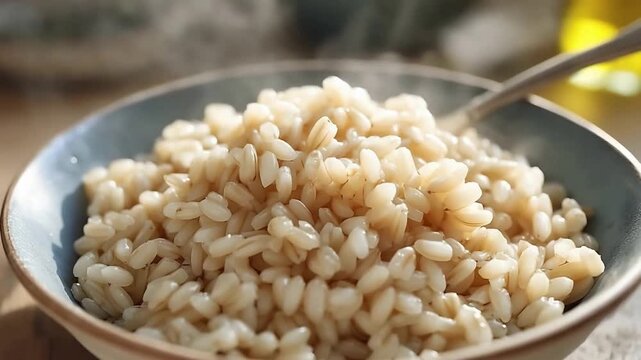 Steaming Bowl of Warm, Nutritious Grains Ready to Be Enjoyed.