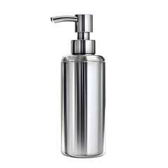 Obraz premium Shiny chrome metal liquid soap dispenser with pump isolated on transparent background