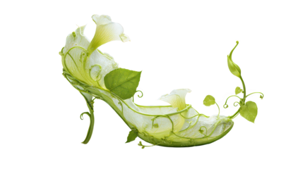 Floral Fantasy High Heel Made of Leaves and Vines, Botanical Shoe
