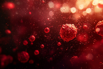 Generative AI image of red virus cells in blood plasma representing World AIDS Day and global blood donor awareness