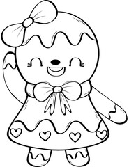 line ginger bread cartoon 