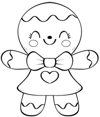 line ginger bread cartoon 