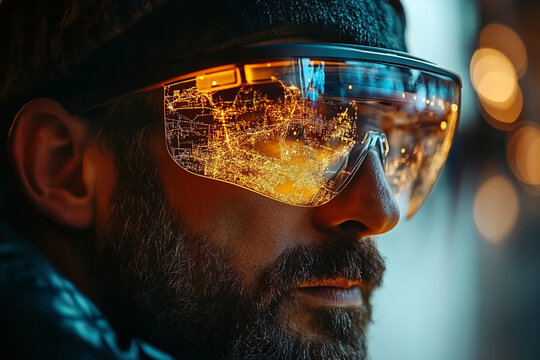 High-tech vr headset innovation, digital scanning interface, modern innovation, generative AI