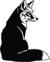Fox illustration vector black and white wild animal art drawing design eps silhouette