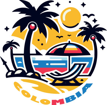 Colombia vacation tropical suumer logo icon vector white background .