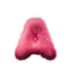 Pink fur Font Letter A 3D