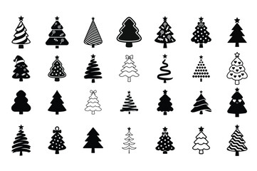 Christmas Tree Silhouette Icon Collection