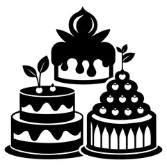 Cakes vector clean black silhouette design white background