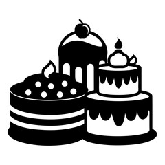 Cakes vector clean black silhouette design white background