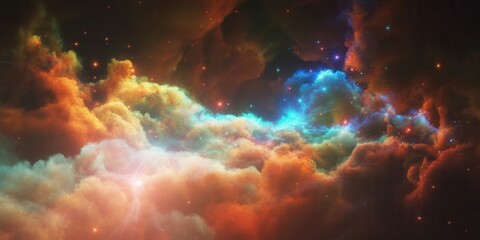 Vibrant nebula cloudscape with stars a colorful cosmic background ideal for science fiction or fantasy themes