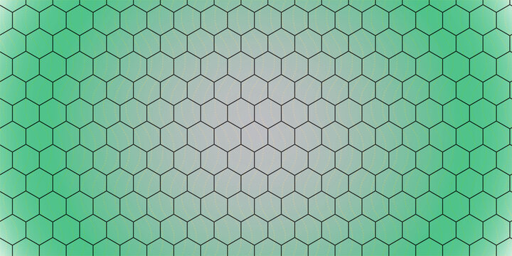 Abstract geometric pattern with hexagonal shapes and a green gradient background