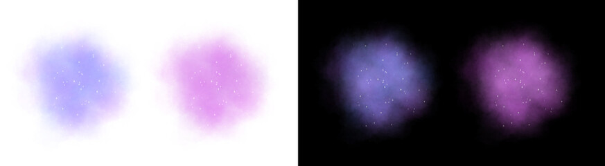 PNG image of Colorful nebulas with bright stars against black backdrop create a dreamy celestial...