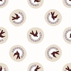 Holy spirit dove seamless vector pattern. All over print of descending bird for religious christian baptism and blessing graphic design. Isolated peace background. 