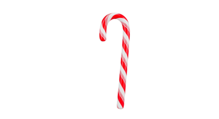 Classic striped candy cane on a transparent background