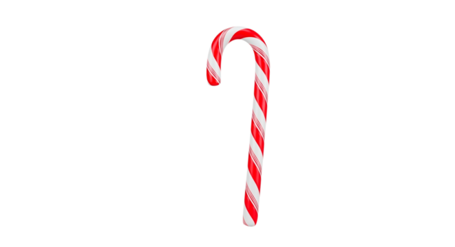 Classic striped candy cane on a transparent background