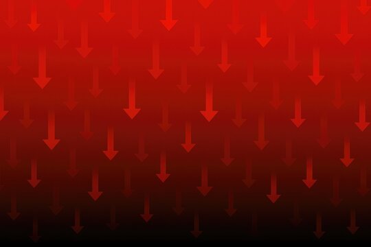 Red down arrows pattern signifying economic decline and falling trends for businesses - Powered by Adobe