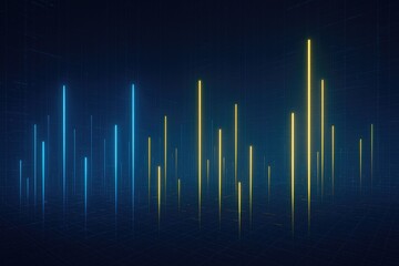 Abstract digital data bars glowing on grid background representing analytics and technology insights