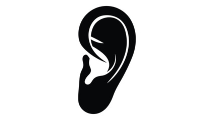 Human ear silhouette icon isolated on white background, Vector