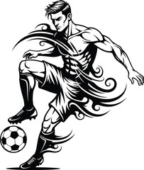 Fototapeta premium Soccer player vector illustration football athlete design graphic art eps silhouette