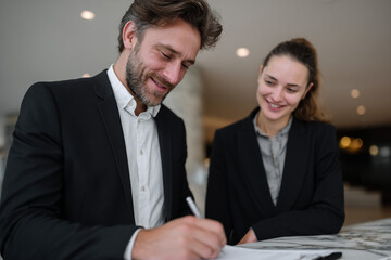 Fototapeta premium Business partners signing a contract.